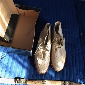 Ostrich leather belt and shoes